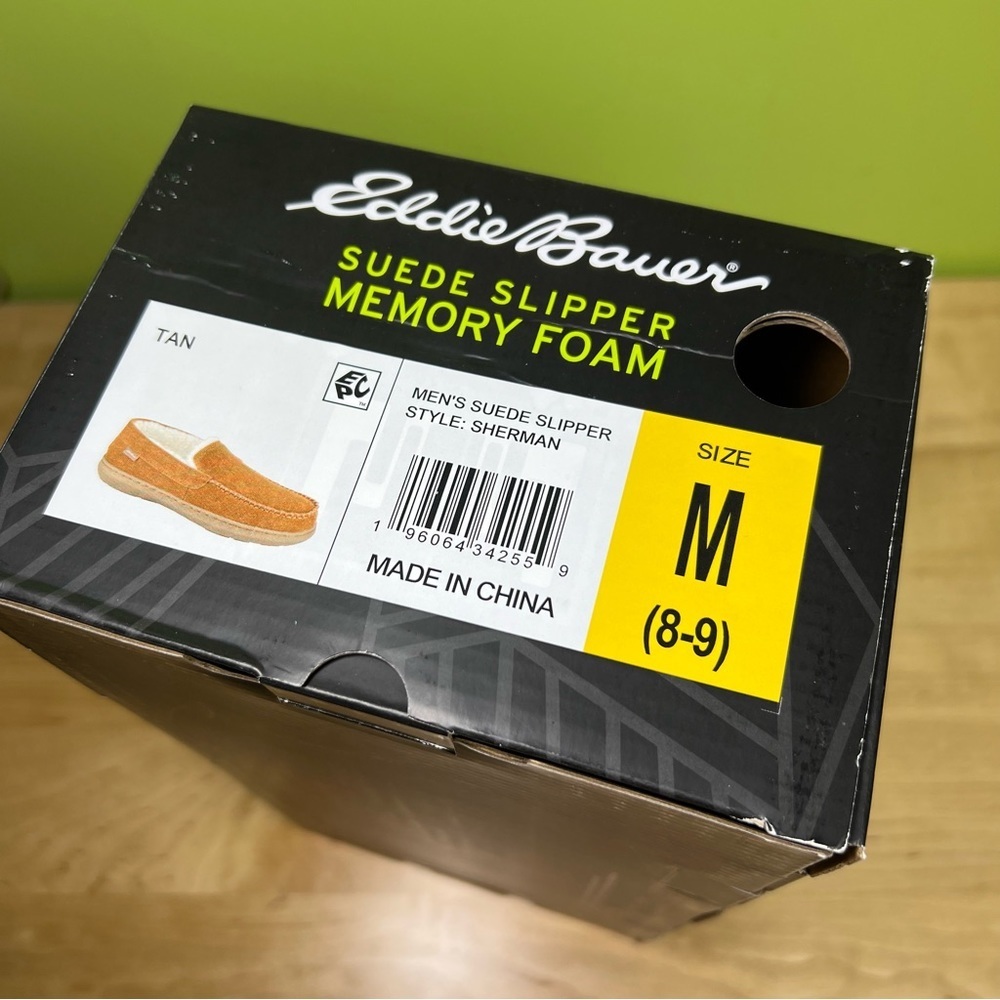 Eddie Bauer Size M (8-9) Tan Brown Suede Sherman Slippers w/ Memory Foam - Picture 3 of 3